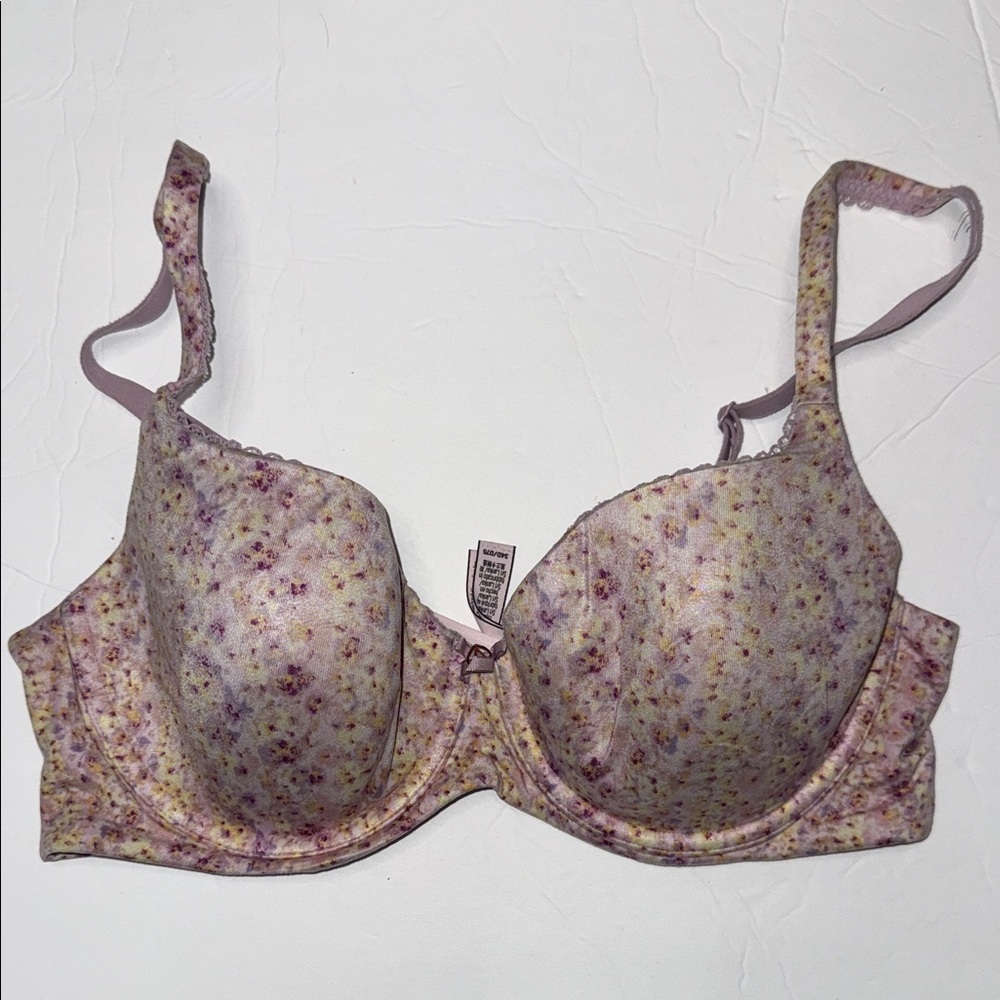 Victoria's Secret Purple Floral Bra lined Demi underwire 34D adjustable straps